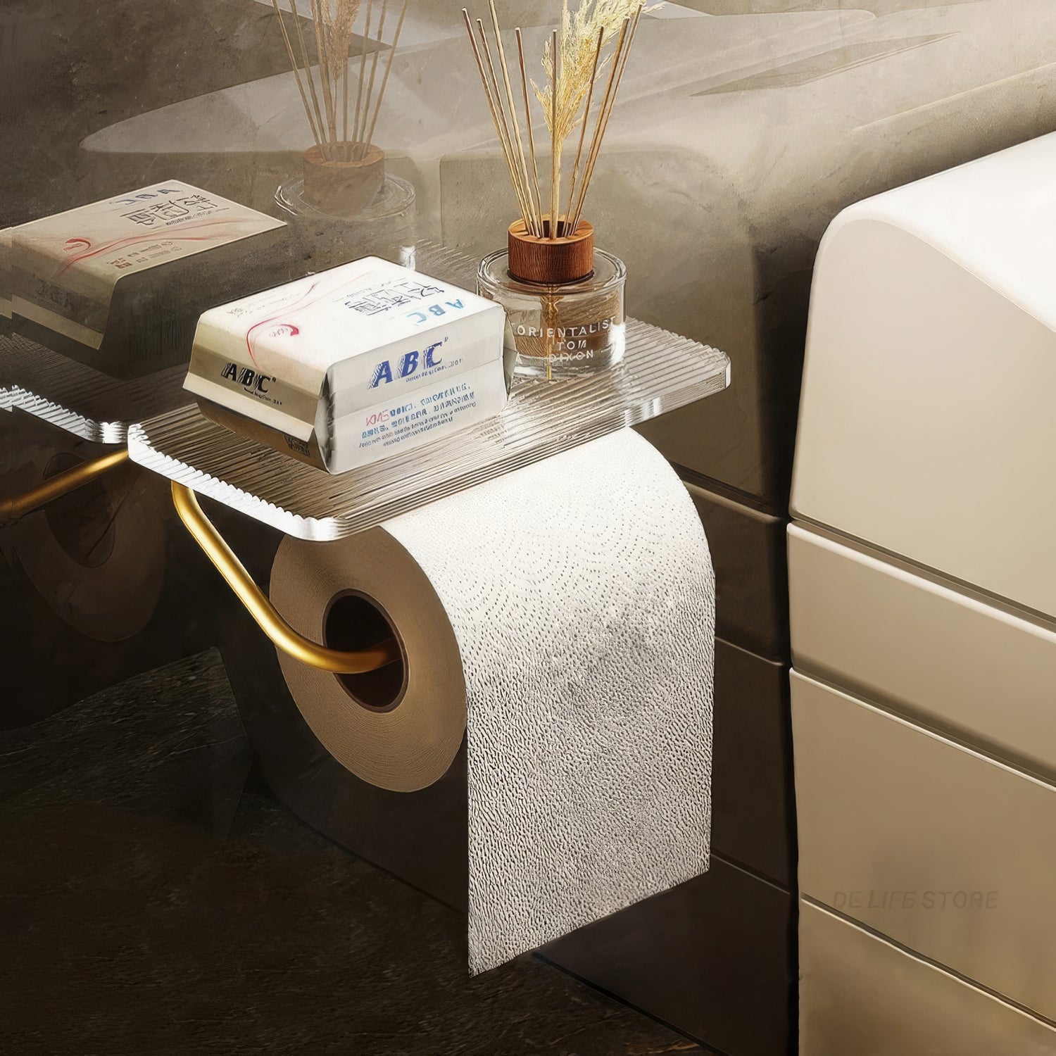 Regal Rest | Luxury Toilet Paper Holder with Shelf
