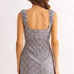 Floral Embroidered Long Waist Line Mini Dress