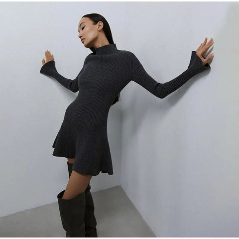 Ella | Charming and Sleek Turtleneck Mini Sweater Dress