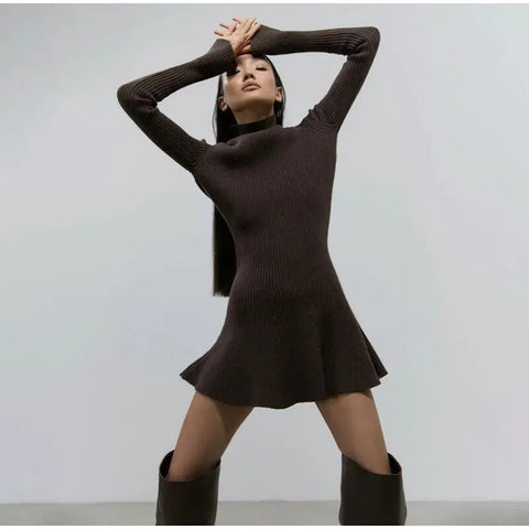 Ella | Charming and Sleek Turtleneck Mini Sweater Dress