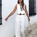 Rachel | Chic Sleeveless Buttoned Jumpsuit