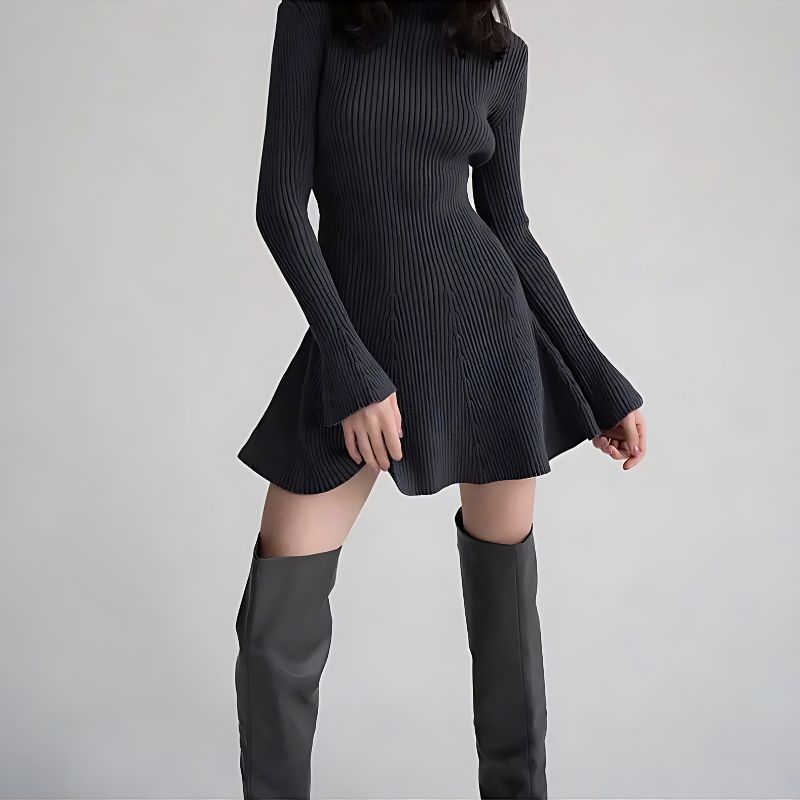 Ella | Charming and Sleek Turtleneck Mini Sweater Dress