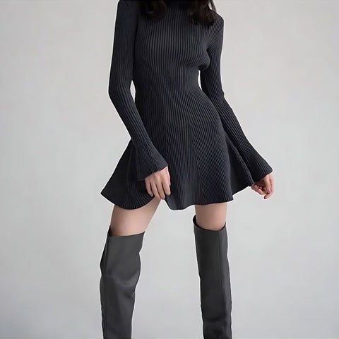 Ella | Charming and Sleek Turtleneck Mini Sweater Dress