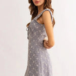 Floral Embroidered Long Waist Line Mini Dress